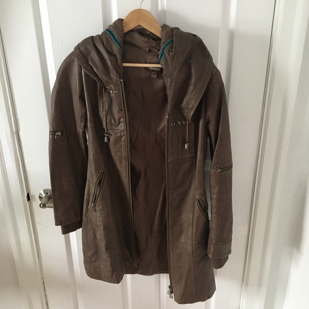 Gorgeous Long Brown Danier Leather Jacket